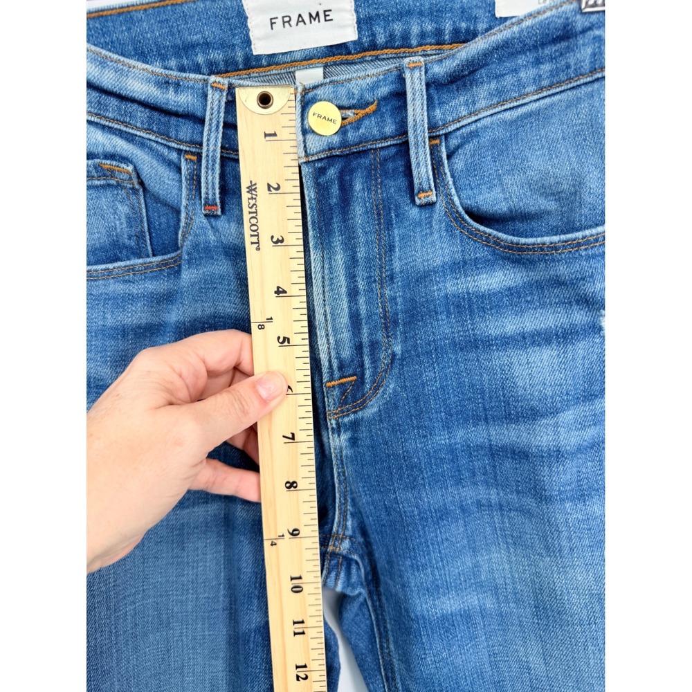 FRAME Le Nik Slim Straight Jeans Blue Distressed Denim Size 27 Medium Wash - Picture 7 of 9